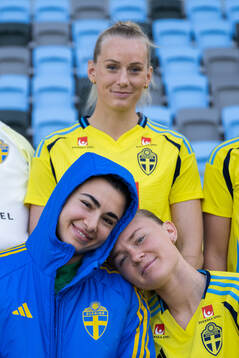 Stina Blackstenius, goalkeeper Zecira Musovic and Matilda