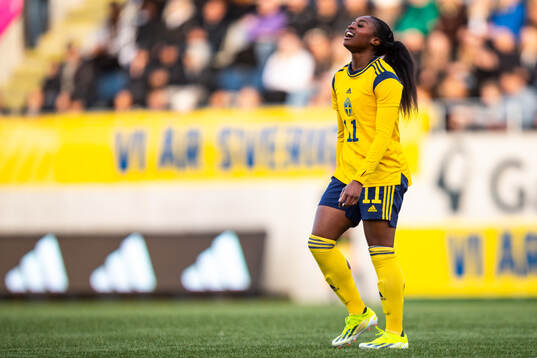 Monica Jusu Bah of Sweden looks dejected