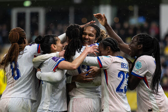 Wendie Renard of France celebrating the 0-1 goal