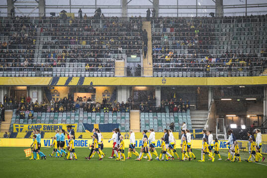 The players enter the pitch