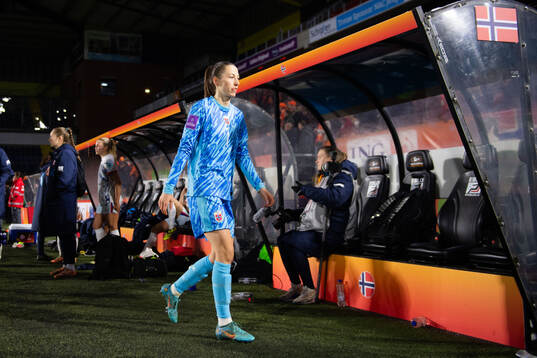 Goalkeeper Cecilie Fiskerstrand of Norway looks dejected