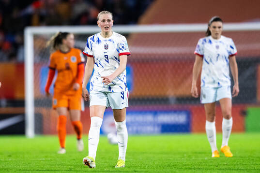 Karina Sævik of Norway looks dejected
