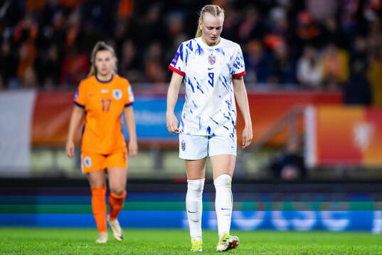 Karina Sævik of Norway looks dejected
