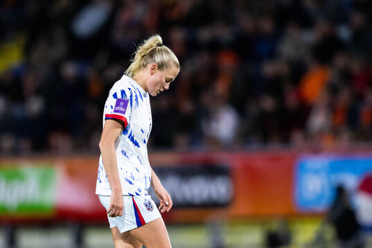 Guro Bergsvand of Norway looks dejected