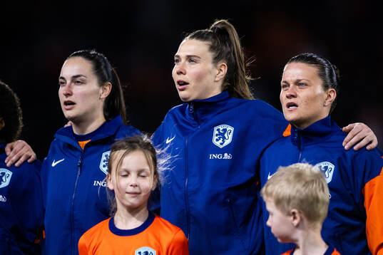 Caitlin Dijkstra, goalkeeper Lize Kop and Sherida Spitse of