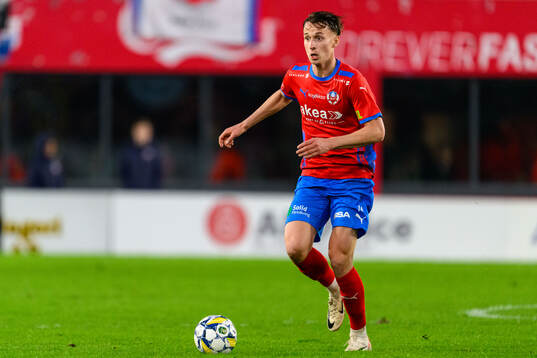 Helsingborgs h+e14+under fotbollsmatchen i Superettan