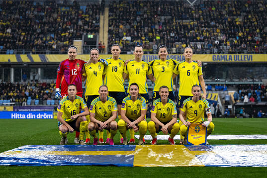 The starting eleven of Sweden pose for a team group photo