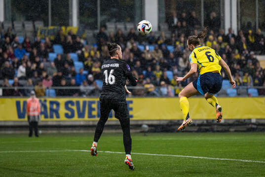 Magdalena Eriksson of Sweden scores a goal that is later