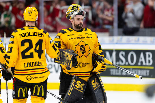 Skellefteås Oscar Lindberg och målvakt Gustaf Lindvall