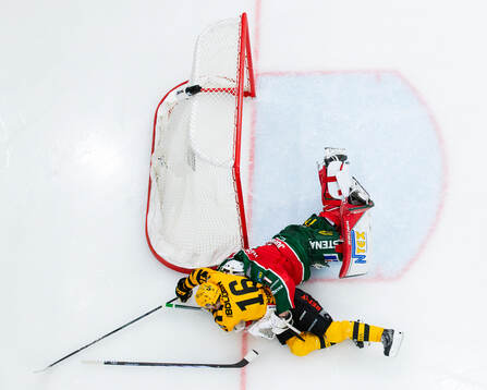 Skellefteås Linus Lindström och Frölundas målvakt Lars