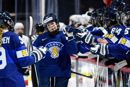 Petra Nieminen of Finland celebrates