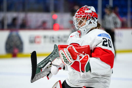 Goaltender Andrea Brändli of Switzerland