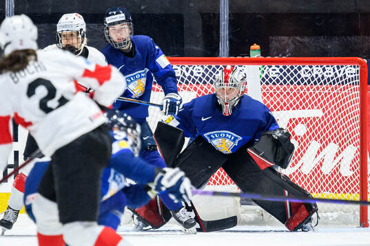 Goaltender Sanni Ahola of Finland