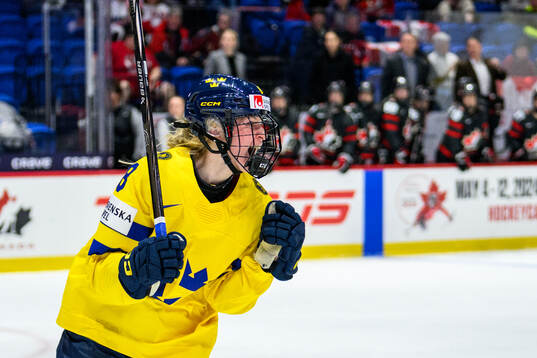 Hilda Svensson of Sweden celebrates scoring 2-1