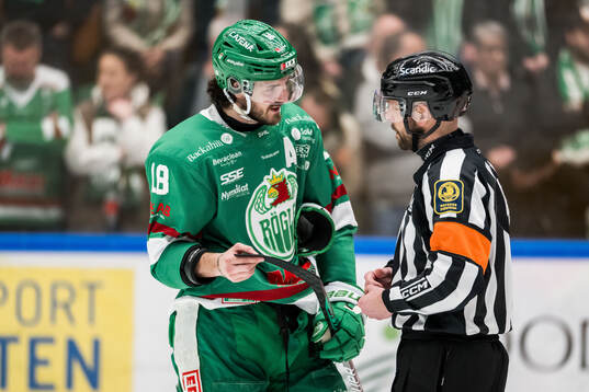 Rögles Linus Sandin och Domare Marcus Linde