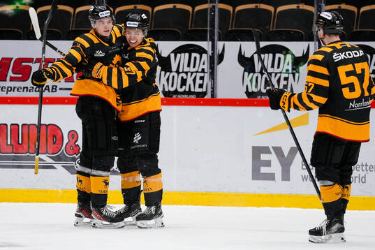 Skellefteås Leo Bergström och Oskar Vuollet jublar