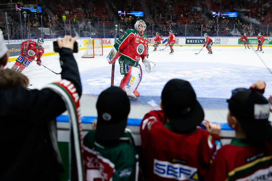 Frölundas målvakt Lars Johansson innan semifinal fyra i