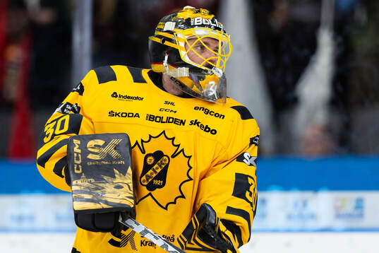 Skellefteås målvakt Gustaf Lindvall innan semifinal fyra