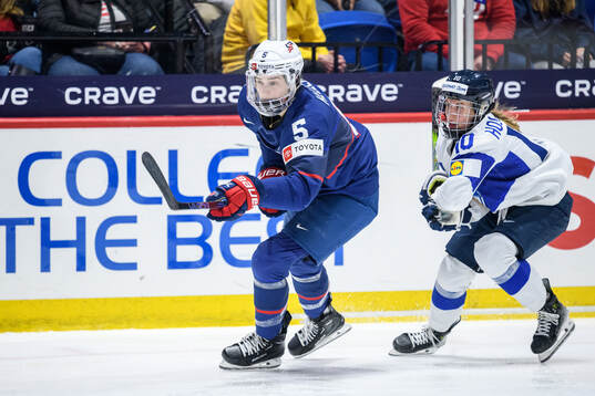 Megan Keller of USA and Elisa Holopainen of Finland
