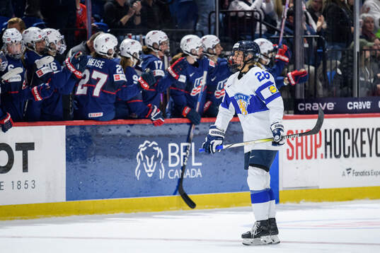 Jenniina Nylund of Finland looks dejected