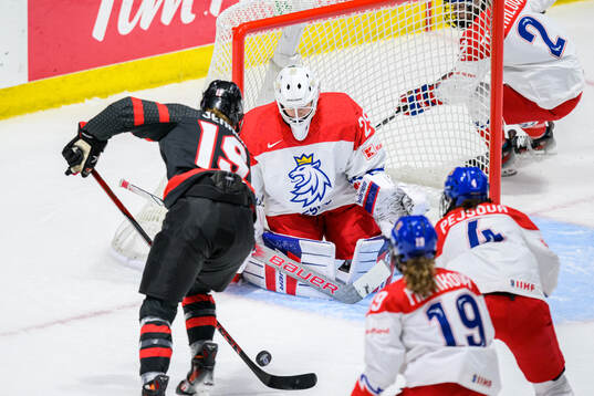 Goaltender Klara Peslarova of Czech Republic