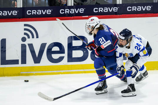 Hilary Knight of USA and Viivi Vainikka of Finland