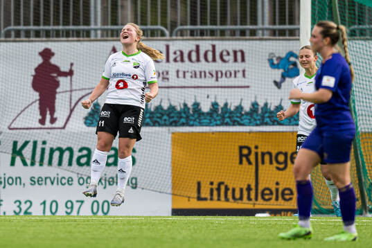 Synne Kristine Hamborg of Hønefoss celebrates