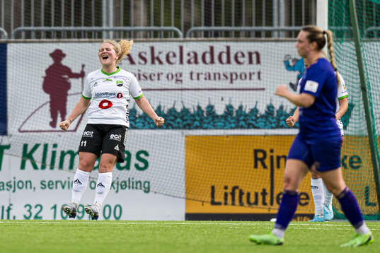 Synne Kristine Hamborg of Hønefoss celebrates