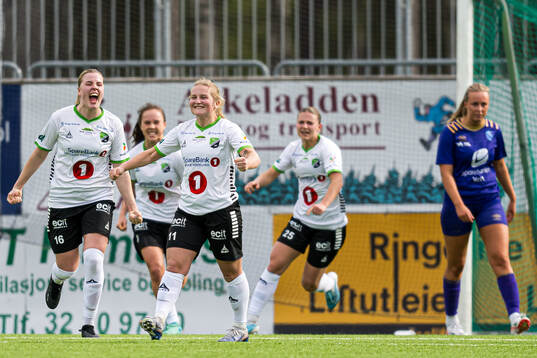 Synne Kristine Hamborg of Hønefoss celebrates