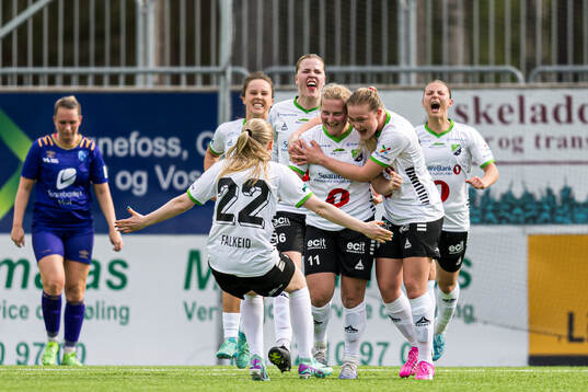 Synne Kristine Hamborg of Hønefoss celebrates