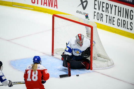 Goaltender Sanni Ahola of Finland