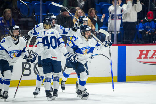 Viivi Vainikka of Finland celebrates scoring 1-2