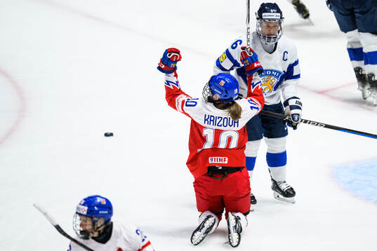 Denisa Krizova of Czech Republic celebrates scoring 2-2
