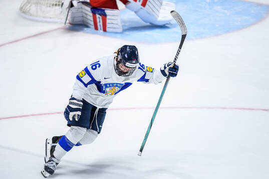 Petra Nieminen of Finland celebrates