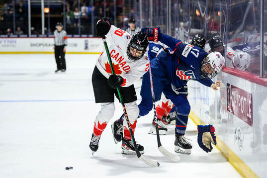 Sarah Nurse of Canada and Kassidy Carmichael of USA