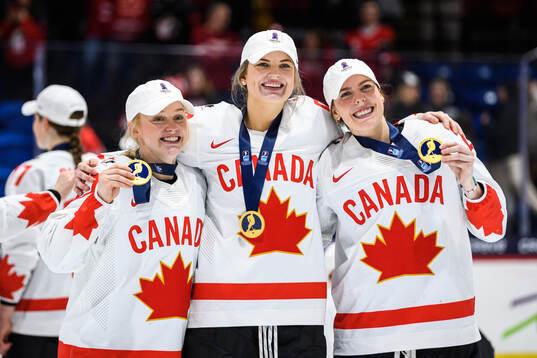 Emma Maltais, Danielle Serdachny and Jaime Bourbonnais of