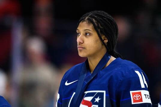 Laila Edwards of USA looks dejected