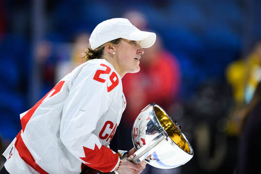 Marie-Philip Poulin of Canada celebrates