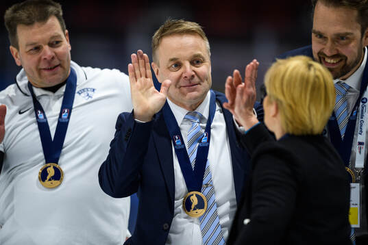 Head coach Juusu Toivola of Finland celebrates