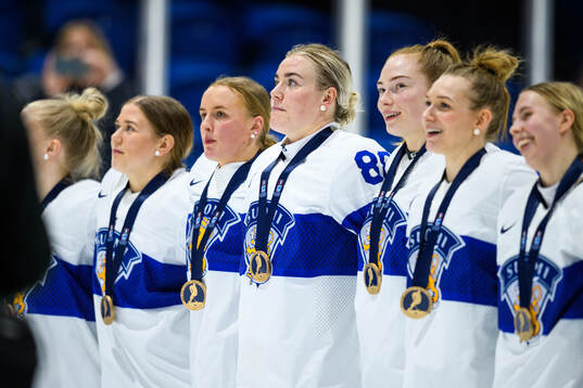 Players of Finland celebrate