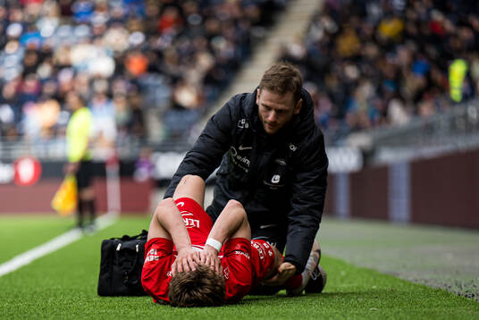 Niklas Jensen Wassberg of Brann in pain