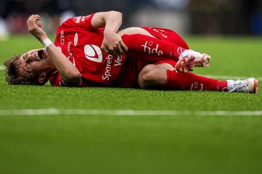 Niklas Jensen Wassberg of Brann in pain