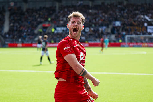 Ole Didrik Blomberg of Brann celebrates