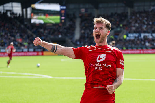 Ole Didrik Blomberg of Brann celebrates