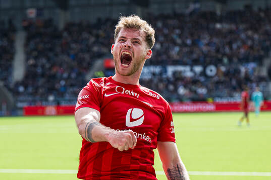 Ole Didrik Blomberg of Brann celebrates