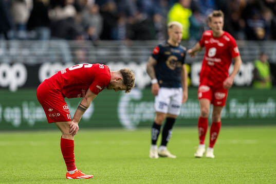 Ole Didrik Blomberg of Brann looks dejected