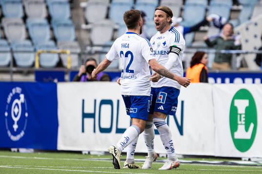 IFK Norrköpings Tim Prica och Christoffer Nyman jublar