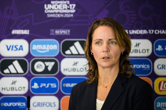 Lovisa Delby, head coach of Sweden, of Sweden at a press