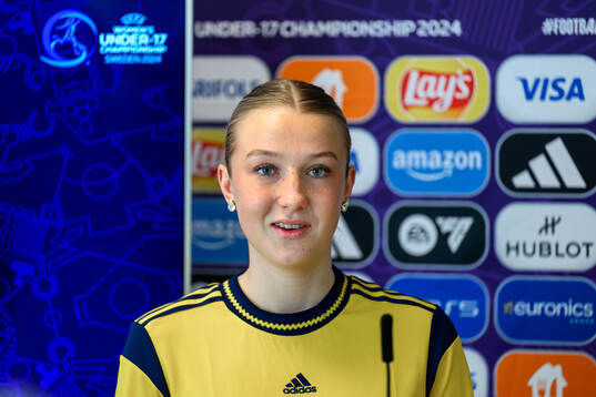 Wilma Ceder of Sweden at a press conference