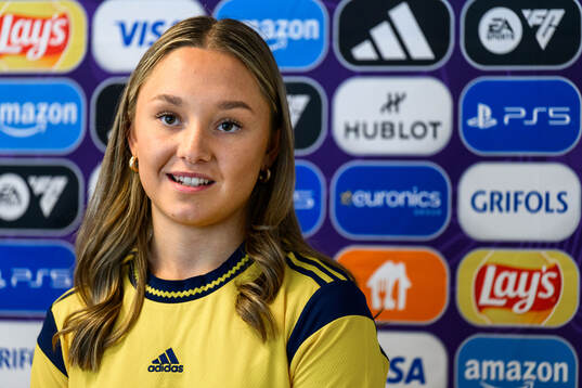 Nova Rolfsson of Sweden at a press conference
